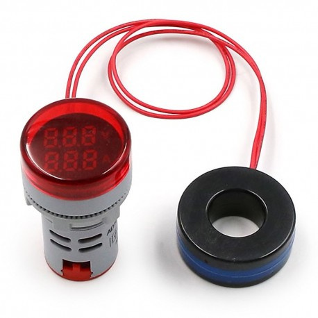 Voltmeter Ammeter LED 28 mm 20 ÷ 380 V / 100 A MIX of colors