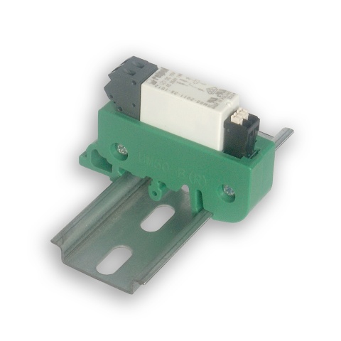 Relay board with RM85 relay 16 A, 12 V coil, with DIN rail mount