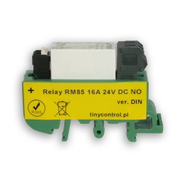Relay board with RM85 relay 16 A, 24 V coil, with DIN rail mount